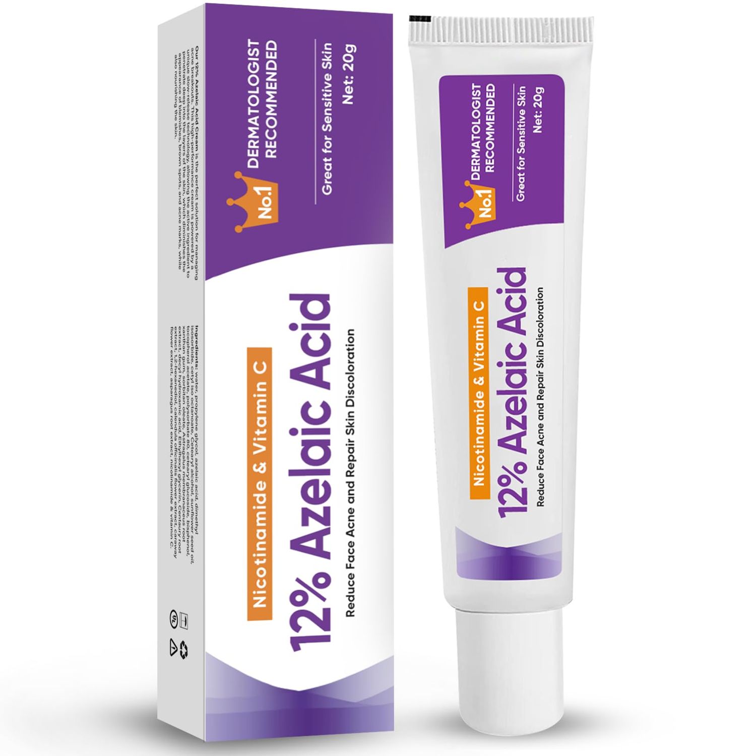 Azelaic Acid for Face, 12 Azelaic Acid Serum, Hyaluronic Acid Niacinamide Facial Cream for Redness Relief Face, Balance Excess Sebum