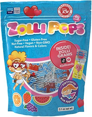 Zollipops - Valentine&#39;s Day Variety Pack - Clean Teeth Lollipops Anti-Cavity, Sugar Free Candy - Great for Kids, Diabetics Keto Diet, 3.1 Oz (Pack of 1)