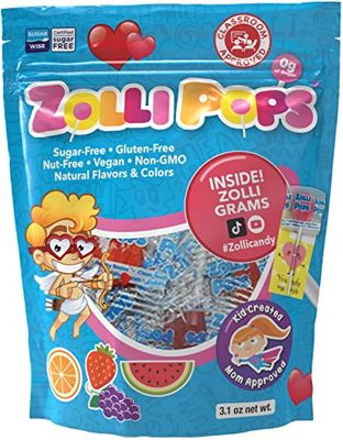 Zollipops - Valentine&#39;s Day Variety Pack - Clean Teeth Lollipops Anti-Cavity, Sugar Free Candy - Great for Kids, Diabetics Keto Diet, 3.1 Oz (Pack of 1)
