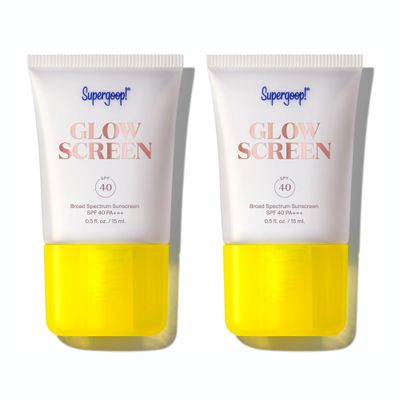 Supergoop! Glowscreen (SPF 40) - 0.5 fl oz, Pack of 2 - Glowy Primer Broad Spectrum Tinted Sunscreen - Helps Filter Blue Light - Hydration - Hyaluronic Acid Vitamin B5