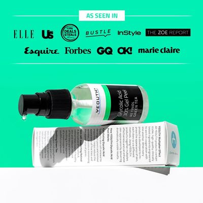 YEOUTH Glycolic Acid Peel for Face, At Home Exfoliator Aha 30 Glycolic Acid Face Peel with Retinol, Designed to Refresh Smooth the Appearance of Skin 1oz