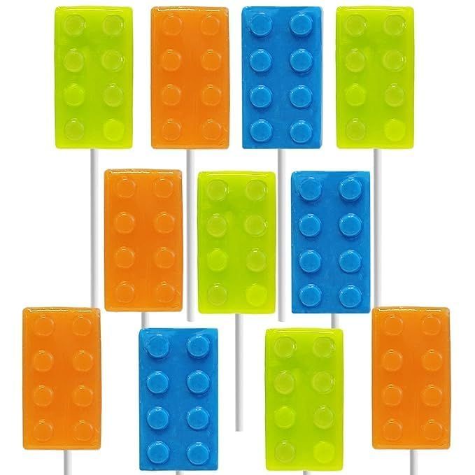 Fruidles Color Brick Lollipop Suckers Candy, Great for Birthday Parties, Events, and Goody Bag Fillers, Party Favors, Individually Wrapped, Multicolor (12-Pack)