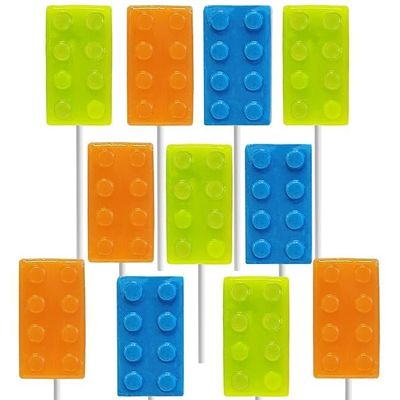 Fruidles Color Brick Lollipop Suckers Candy, Great for Birthday Parties, Events, and Goody Bag Fillers, Party Favors, Individually Wrapped, Multicolor (12-Pack)