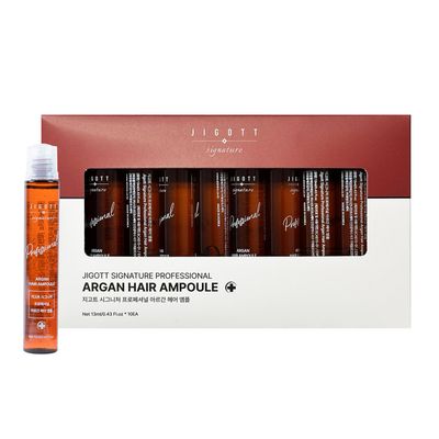 Jigott - Signature Professional Argan Hair Ampoule13ml0.43FL.OZ 10 EACH, Contains argan kernel oil