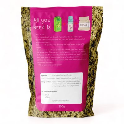 Clean Botanics Organic Rajasthani Henna Powder - 200g (Triple Sifted) by BAQ, Organic Certified, 100 Pure Mendhi Natural Hair Colour Dye