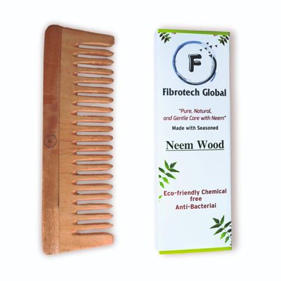 Fibrotech Global Neem Wooden Comb for Women Men Natural Scalp Massager Detangler Handmade Wide-Tooth wood comb for women hair growth Organic Eco-Friendly Hair Care