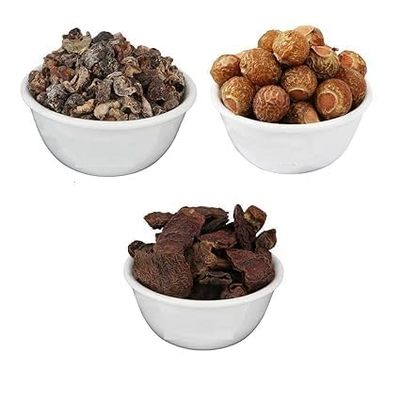 Orzanik 100 Natural Healing Herbs - Whole Dried Amla, Reetha and Shikakai Raw Form for Hair Cleansing Conditioning Natural Hair Care Growth (500 Gm Each), Medium