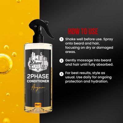 the shave factory - 2 Phase Beard Hair Conditioner Argan Oil Deep Conditioner for Hair Beards Softens and Strengthens Beard Hair 16.9 Fl. oz