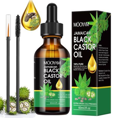 Hair Growth Oil with 100 Natural Organic Pure Jamaican Black Castor oil Cold Pressed Unrefined Glass Bottle, Ingrown Hair Growth Serum,Castor Oul for Face Eyelash Eyebrow Nail Hair Treatment Oils