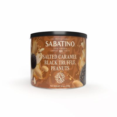 Sabatino Salted Caramel Truffle Peanuts - Gourmet Roasted Peanuts with Salted Caramel Black Truffle, Premium Snack, 10 oz