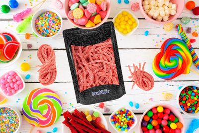 Fruidles Licorice Laces, Long Candy Straws, String Licorice Candy, Soft Chewy, Long Shoestring Candies, Gelatin-Free - Sour Red Strawberry Laces (4 Pounds)