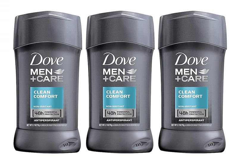 Dove Men Care Antiperspirant - Clean Comfort - Non-Irritant - Net Wt. 2.7 OZ (76 g) Per Stick - Pack of 3 Sticks
