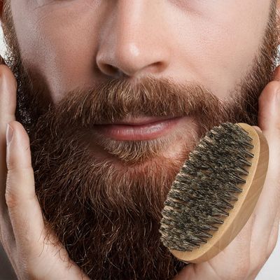 Beard Brush Dual Beard Comb Set for Men, Natural Boar Bristle Brush and Dual Action Wood CombVelvet Travel Pouch,Beard Grooming Kit Great for Grooming Beards and hair Mustaches Anti-Static