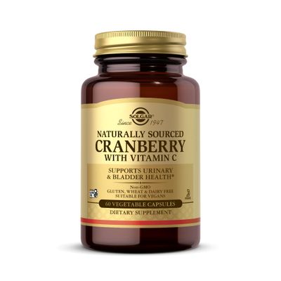 SOLGAR Cranberry with Vitamin C - 60 Vegetable Capsules - Supports Urinary Bladder Health - Non-GMO, Vegan, Kosher, Gluten Free - 60 Servings