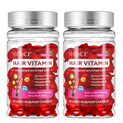 HUALIJIA Hair Treatment Serum, Hair Vitamin Serum for Women Men - Argan Macadamia Avocado Oils Enriched with Vitamins A C E Pro B5, No Need Rinse, Suit for All Hair Types, 80 Count