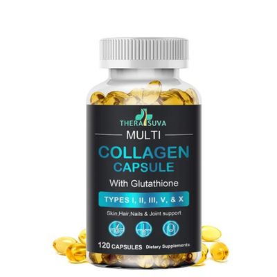 Complete Multi Collagen Complex, Types I, II, III, V, and X Biotin Vitamins for Hair, Skin, Nail Joint Support, 120 Capsules, 60-Day Supply