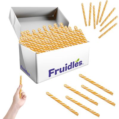 Fruidles Swirl Candy Cane Sticks Suckers, Old-Fashioned Multicolored Lemon Flavor, Individually Wrapped, 5.5&quot; Inch, Net WT 10.17 oz (288g), 24-Pack - 0.42oz (12g) Pieces (Orange)