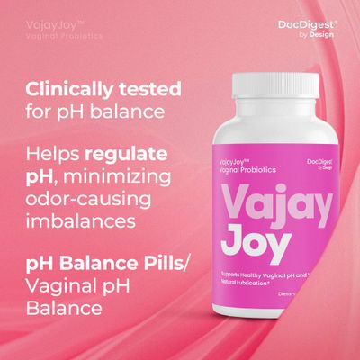 DocDigest by Design VajayJoy pH Balance Pills -Womens Vaginal Probiotic for pH Regulation, Clinically Shown to Restore pH Equilibrium and Natual Lubrication- Reduces BV, Yeast Infections and Odor