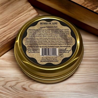 Warm Tobacco Pipe, 2.65 oz. Whipped Beard Butter - Crafted in USA by Beard of God - Stimulates Hair Growth, Deep Conditioning, Non-Greasy, Softens Tames Stragglers, Low Sheen, Thickens Faciall Hair