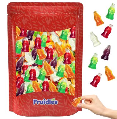 Fruidles Mini Soda Gummy Pop Candy Mix, Delicious Multicolor Fruit Flavors, Party Candy (1 Pound)