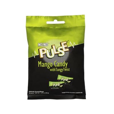 Pulse Candy Pouch Pack Kachcha Aam Bulk Individually Wrapped Premium Quality Mango Fruit Flavored With Tangy Twist DS Group Authenticated Pouch Pack - 3.53 Oz (100 g)