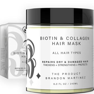 Biotin and Hydrolyzed Collagen Hair Mask for Dry Damaged Hair with Aloe Vera, Avocado Oil, Vitamin E Oil B. The Product (8oz)