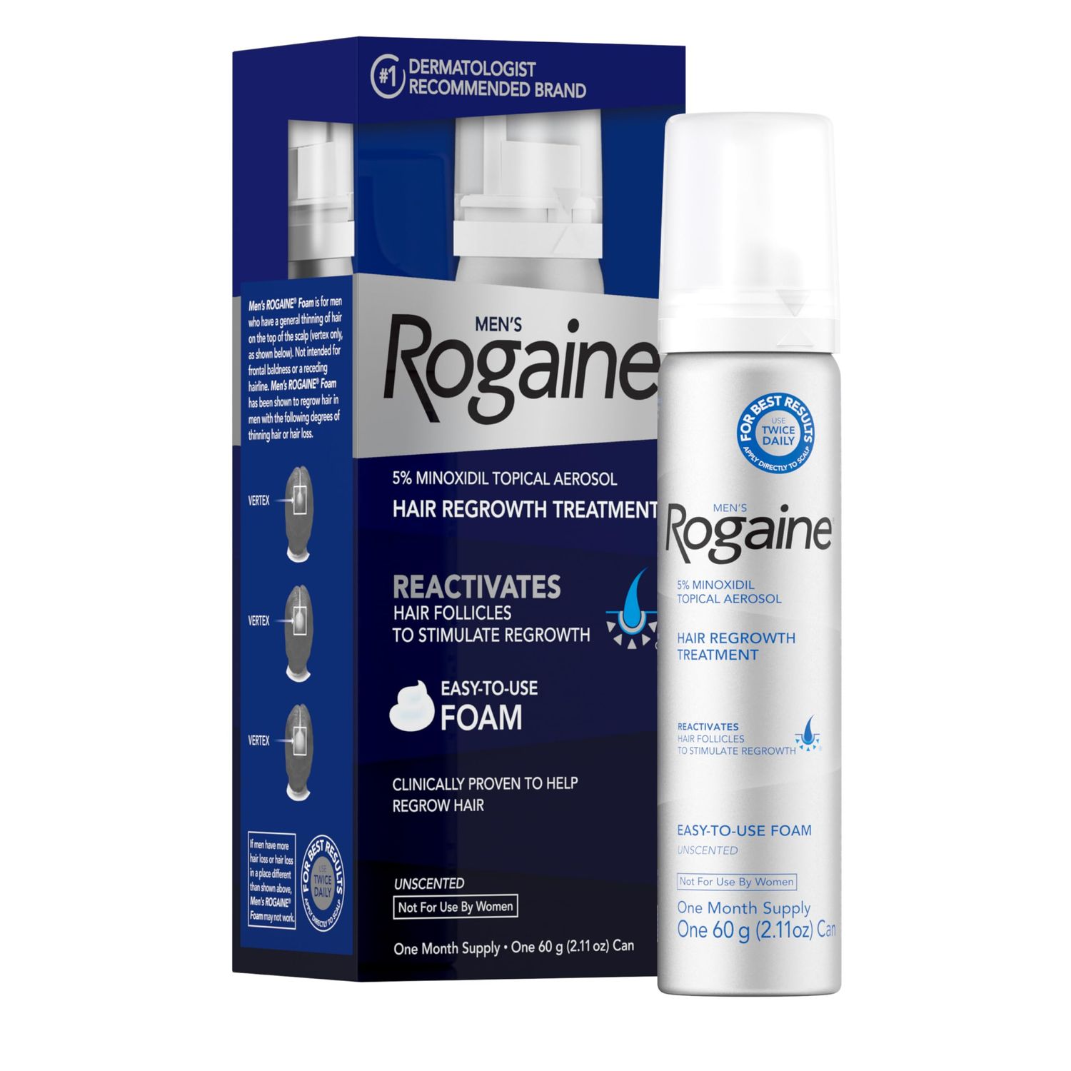 Mens Rogaine 5 Minoxidil Topical Foam, One Month Supply