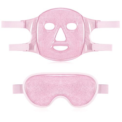Geyoga Gel Ice Face Eye Mask Cooling Face Eye Masks for Reducing Puffiness, Dark Circles, Redness, Pain Relief, Migraine, Stress, HotCold Pack Compress with Soft Plush Backing(Pink)
