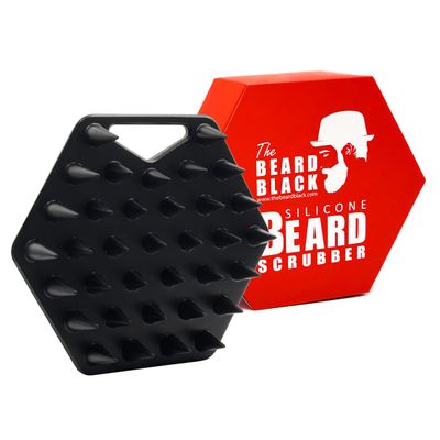 The BEARD BLACK Silicone Beard Scrubber, Facial Hair Exfoliator Brush, Deep Cleans, Removes Beardruff Dandruff, Unclogs Pores Helps Hair Growth, Soft-Touch Shower Bathroom Accessory for Men