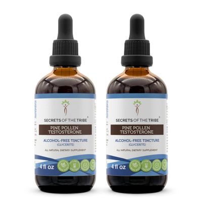 Secrets of the Tribe Pine Pollen Testosterone Tincture Alcohol-Free Extract, Wildcrafted Pine Pollen (Scots Pine, Pinus sylvestris) Dried Pollen (2x4 FL OZ)