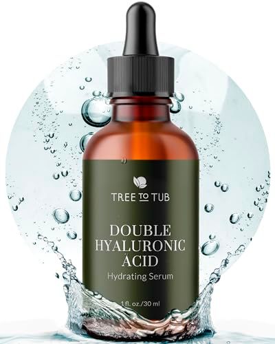 Tree To Tub Double Hyaluronic Acid Hyaluronic Acid Serum for Face - Anti-Aging Hydrating Serum - Targets Fine Lines Dry, Sensitive Skin