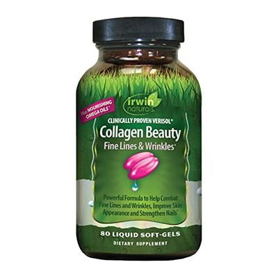 Irwin Naturals Collagen Beauty - 80 Liquid Softgels - Helps Combat Fine Lines Wrinkles, Improves Skin Appearance Strengthens Nails - 13 Total Servings