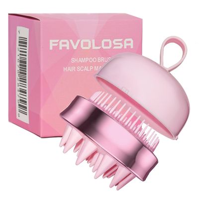Unique 2-in-1 Design Wet Dry Scalp Massager Shampoo Bath Brush for Hair Growth Dandruff Removal, Hair Scrubber with Soft Silicone Bristles, Scalp Exfoliator for Scalp Care (Pink). Christmas Gift.