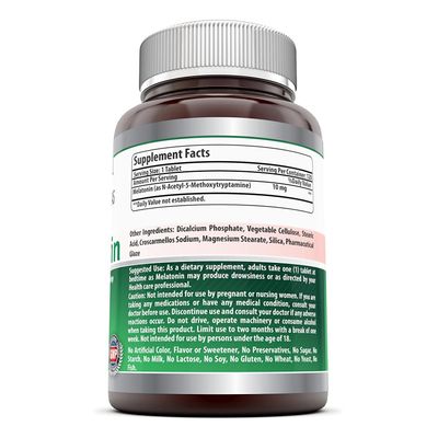 Amazing Formulas Melatonin 10mg Tablets Supplement Helps Regulate Sleep Cycle Non GMO Gluten Free Made in USA (120 Count 2 Pack)