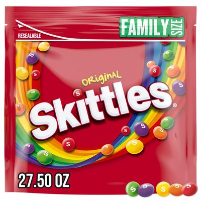 SKITTLES Original Chewy Colorful Rainbow Easter Egg Basket Candy Filler, Family Size, 27.5 Oz Resealable Bulk Bag