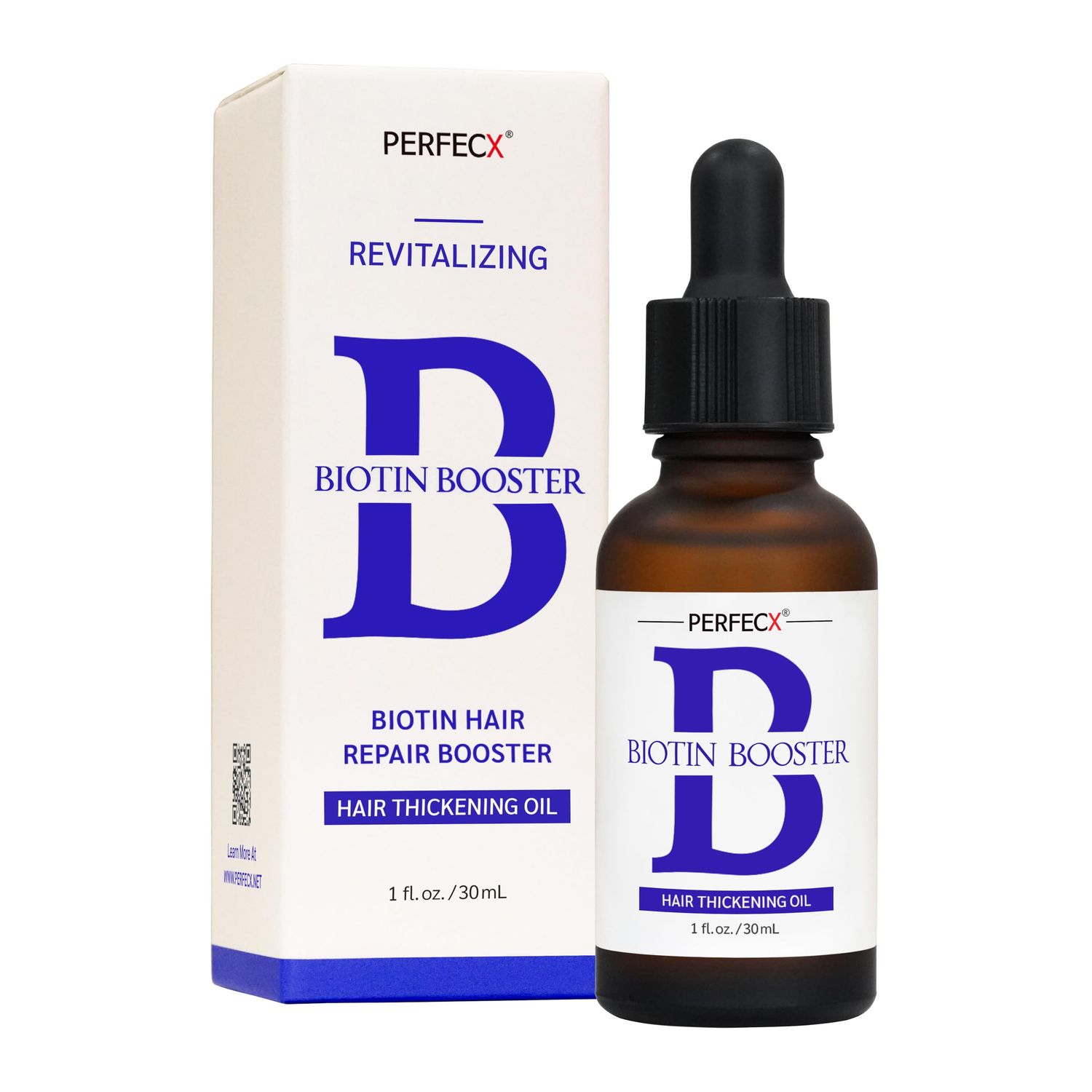 Perfecx Biotin Hair Booster Oil - Strengthening, Revitalizing Promoting Fuller and Thicker-Looking Hair Lightweight Korean Haircare (1 Fl Oz 30ml)
