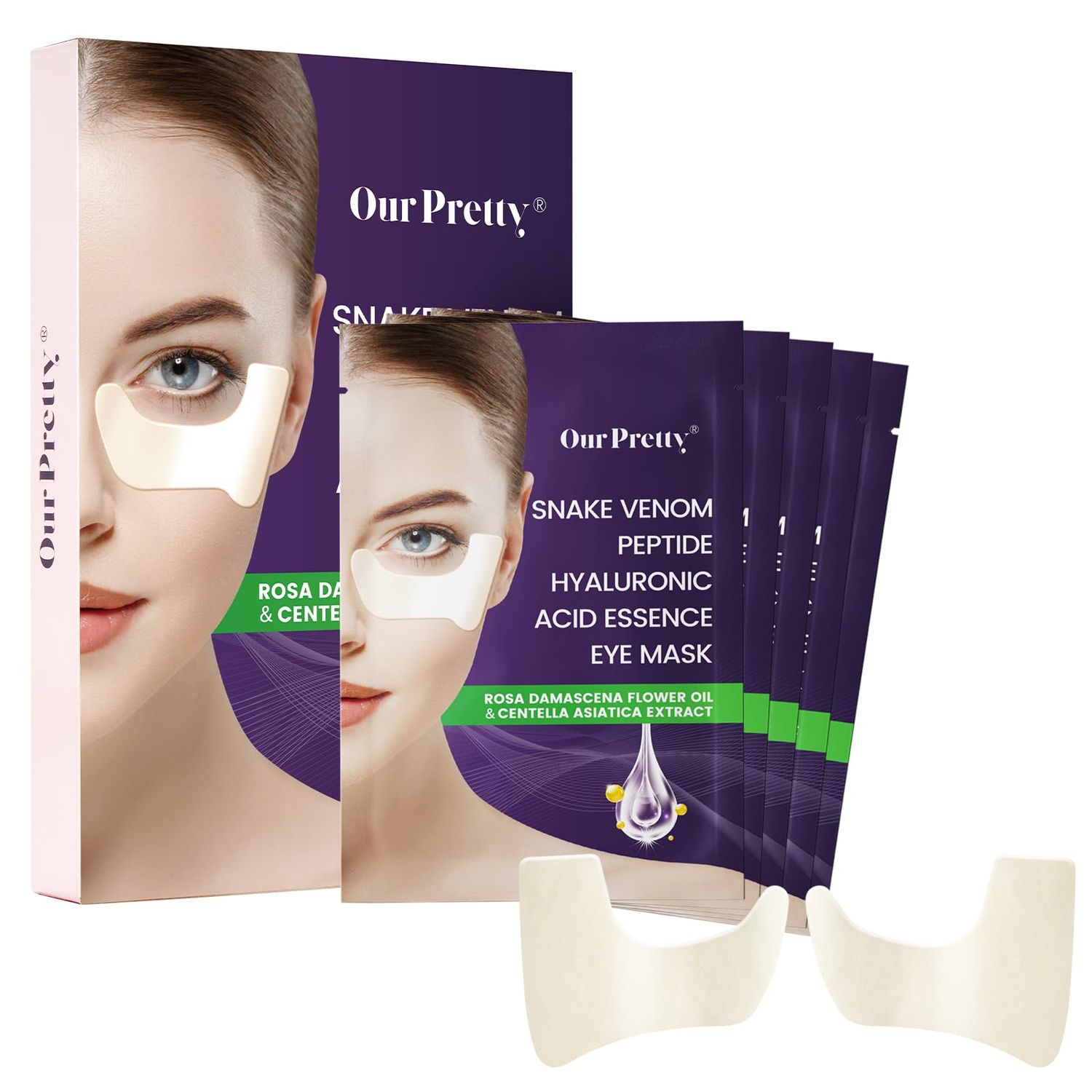 ourpretty Under Eye Patches Mask, Snake Venom Collagen Eye Mask for Puffy Eyes, Dark Circles Fine Lines, Infused with Hyaluronic Acid Centella Asiatica, Hydrating Anti-Aging