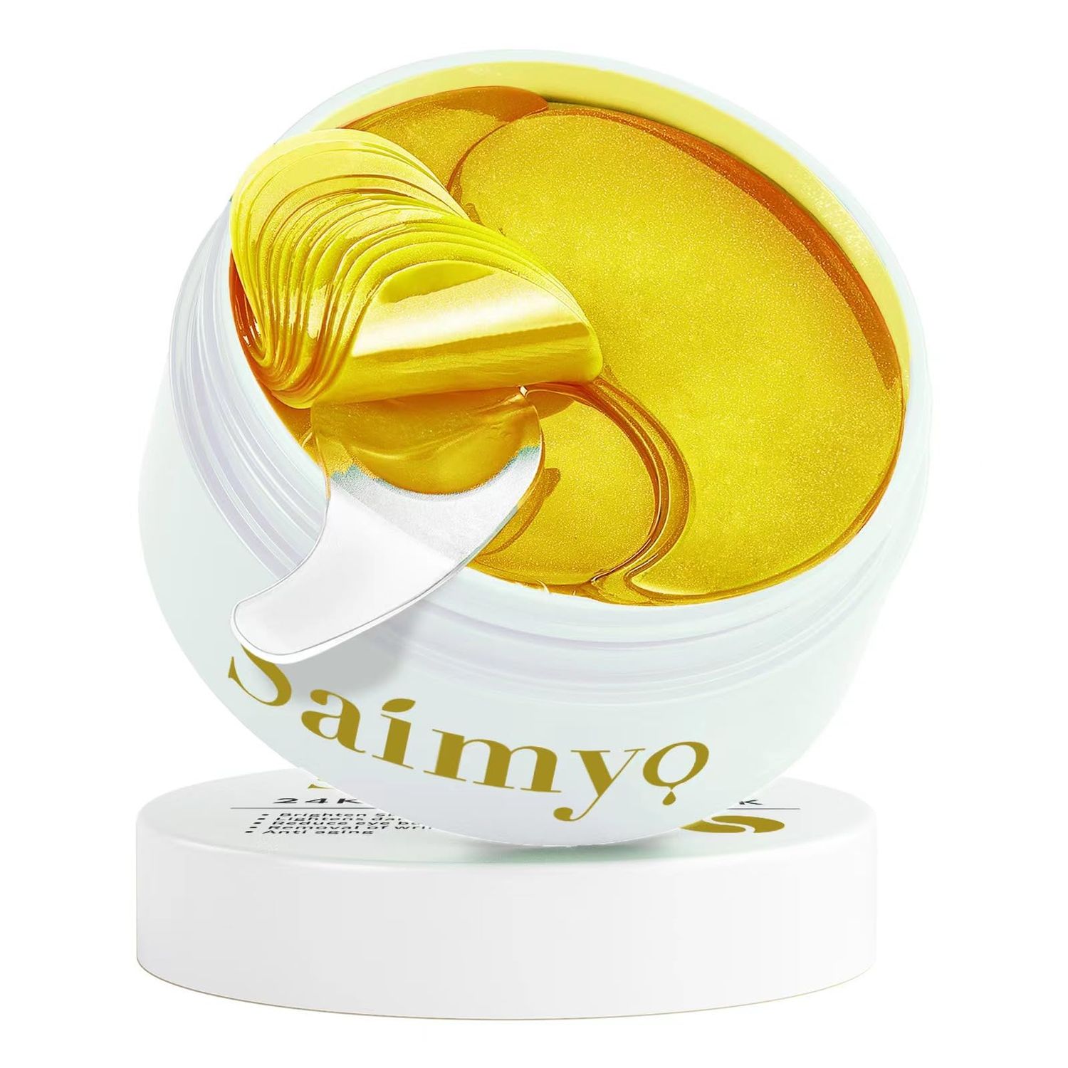 Saimyo 24K GOLD Eye Mask- 60 Pcs - Gold Under Eye Mask Retinol Collagen - Puffy Eyes and Dark Circles Treatments - Look Younger and Reduce Wrinkles and Fine Lines Undereye, Improve and Firm eye Skin