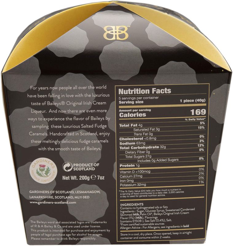 Gardiners of Scotland Handmade Fudge 200g Folded Carton, Baileys Fudge Caramels