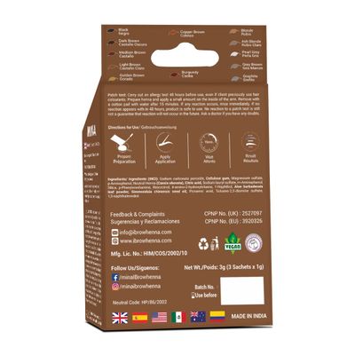 Mina ibrow Hair Color Light Brown Natural Spot coloring Hair Tinting Powder with brow Nourishing Oil For Professional, Water and Smudge Proof No Ammonia, No Lead with 100 Gray Converge