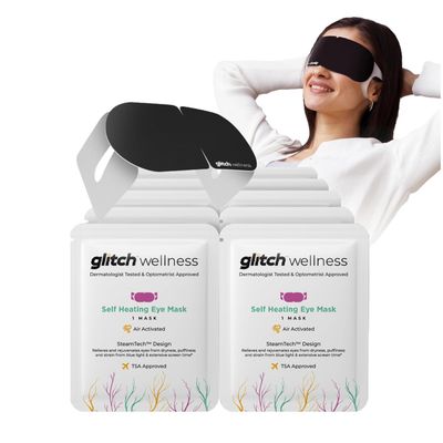 Glitch Self Heating Eye Mask - Steam Eye Mask for Dry Eyes, Soothing Relief, Stress Reduction - Disposable Warm Eye Compress Moist Heat