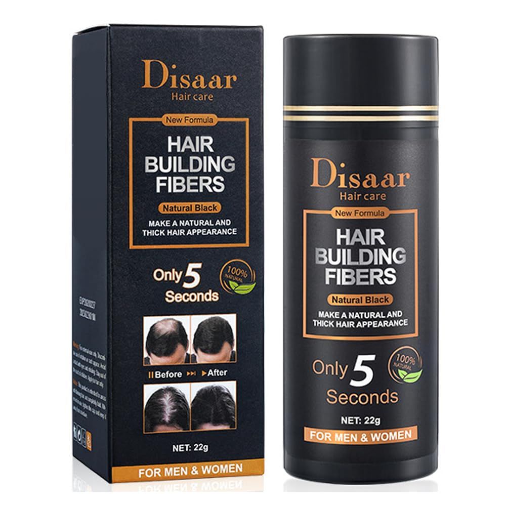 DISAAR BEAUTY Protein Fiber Thickening Hair Building Fibers Natural Black for Men and Women Keratin Fiber 22g 0.78oz