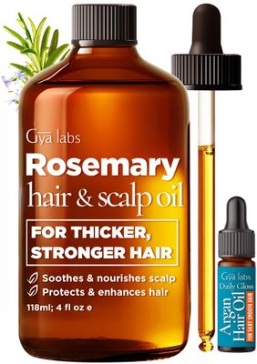 Gya Labs Rosemary Oil for Hair Scalp - 4 Fl Oz- 100 Pure Natural Rosemary for Hair, Nourishes Scalp, Nourishes Enhances Dry Damaged Strands - with 0.17 Fl Oz Deep Revival Argan Oil