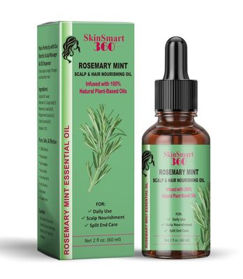 SkinSmart 360 Rosemary Mint Oil for Hair Growth Scalp Care - 60ml, Pack of 1 - 100 Natural Plant-Based - Compatible with Our Electric Scalp Massager Oil Dispenser