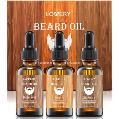 Beard Oil for Men - Sandalwood, Vanilla Cedarwood Natural Mens Beard Oil Kit with Argan Jojoba Oil - Beard Softener Deeply Moisturizer Adding a Natural Shine, Grooming Kit Beard Care for Him