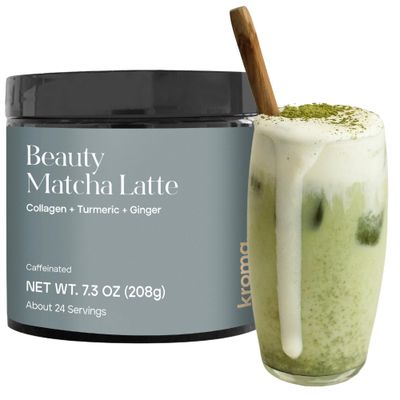 KROMA. Ceremonial Grade Matcha Powder, Gluten Free Green Tea Collagen Powder with Mushrooms, Ginger, Turmeric, L Theanine, Maca, Matcha Latte with Natural Caffeine for Energy Support
