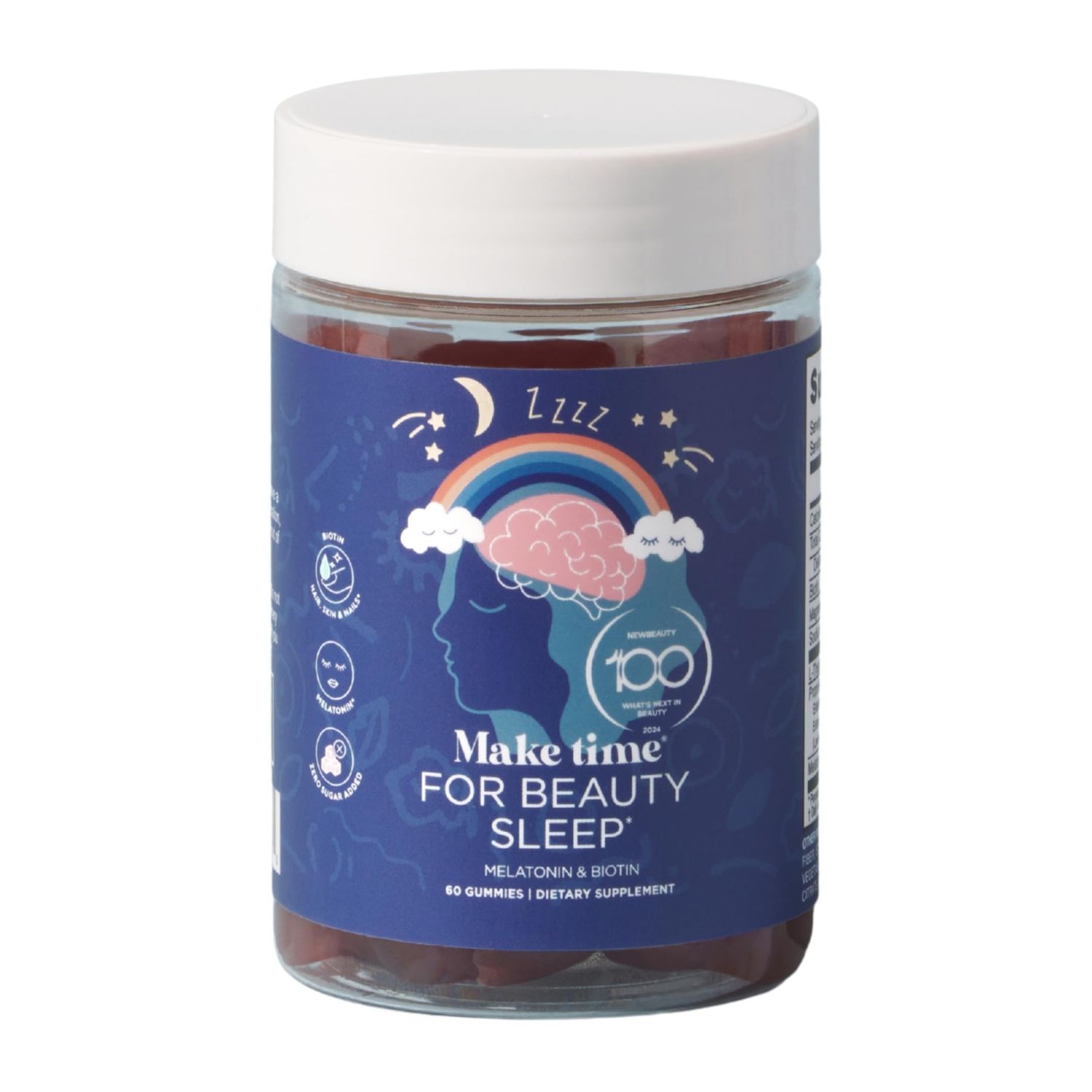 MAKE TIME Beauty Sleep Gummies - 5mg of Melatonin Biotin Supplement for Restful Sleep, Relaxation Healthy Hair, Skin Nails - Sugar-Free Formula with L-Theanine and Magnesium (60 Gummies)