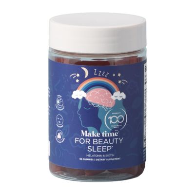 MAKE TIME Beauty Sleep Gummies - 5mg of Melatonin Biotin Supplement for Restful Sleep, Relaxation Healthy Hair, Skin Nails - Sugar-Free Formula with L-Theanine and Magnesium (60 Gummies)