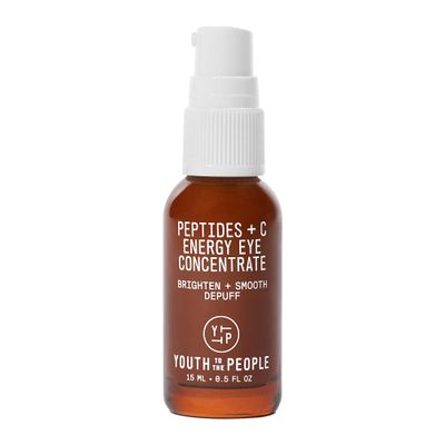 Youth To The People Peptides Vitamin C Eye Concentrate (0.5 fl oz), Visibly Brightens Dark Circles, Reduce Undereye Puffiness, Blurs Fine Lines, Antioxidants Caffeine, Vegan