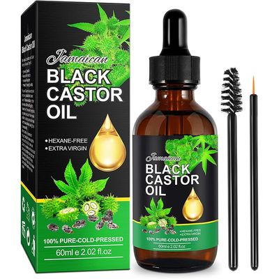 LFuTPm Black Castor Oil, 100 Pure Cold Pressed, Hair growth, Full Eyelashes Eyebrows, Moisturize skin, Rich in Vitamins and Fatty Acids Oil, 2Fl Oz, 60ml